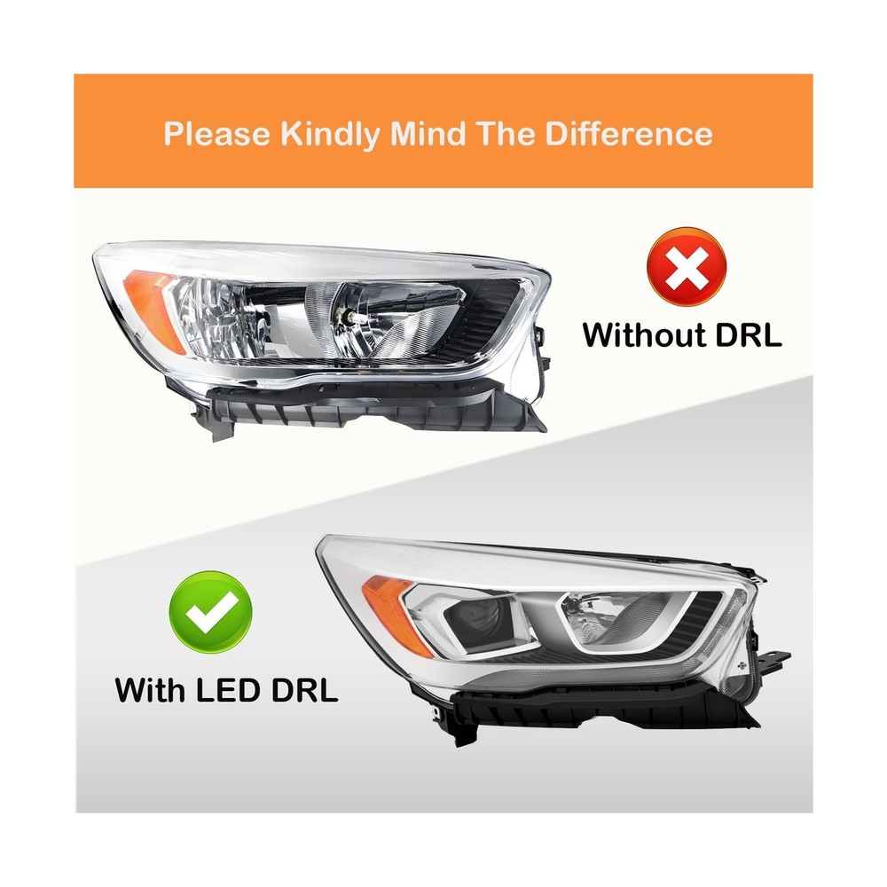 Headlights Assembly compatible with 2017 2018 2019 Ford Escape Halogen Type P...