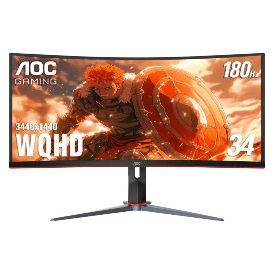 AOC CU34G2XP 34" VA Curved Gaming Monitor, WQHD (3440x1440), 180Hz, HDR 400
