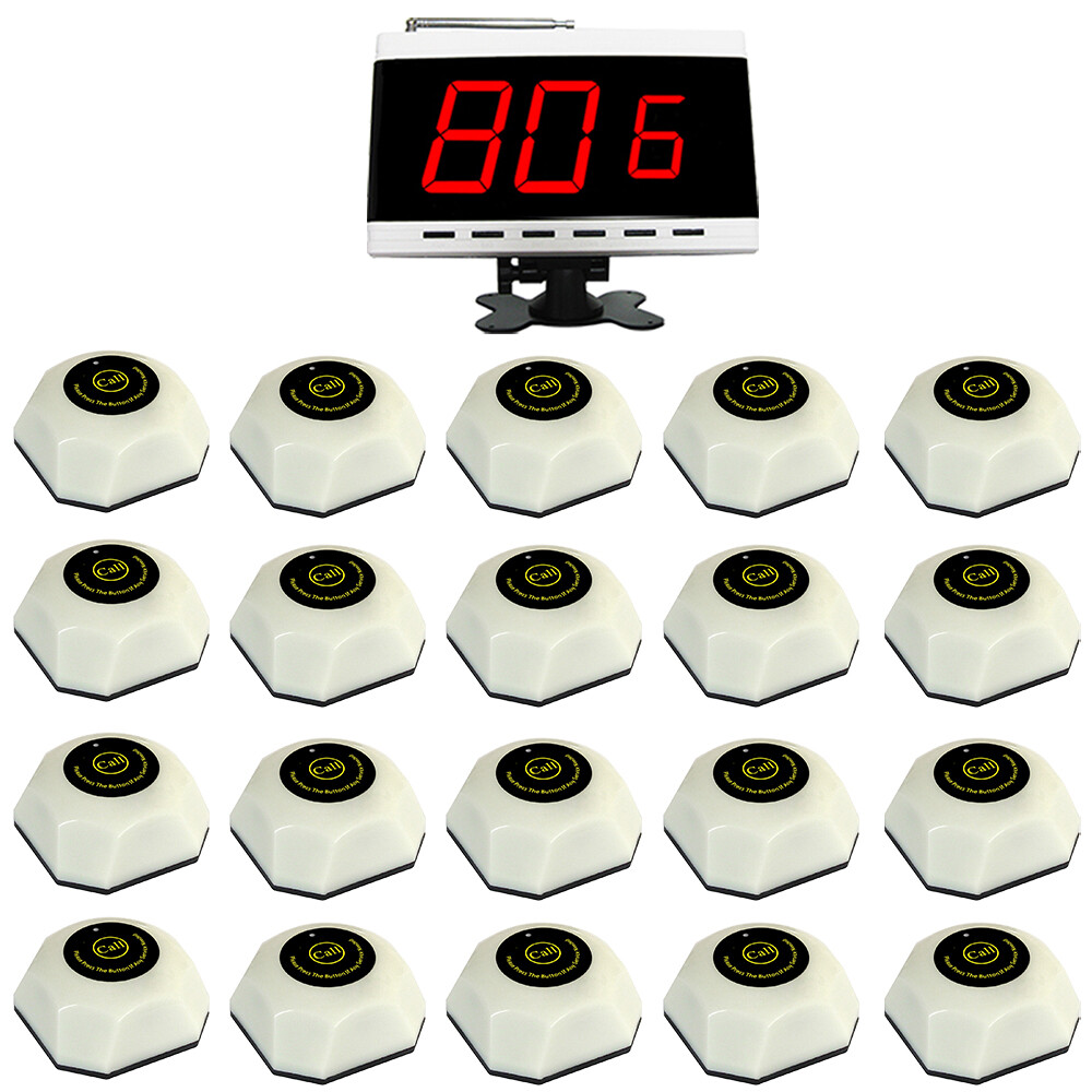 BCITY Wireless White Service Call Buttons 1 Receiver 20 Call Buttons Waiter