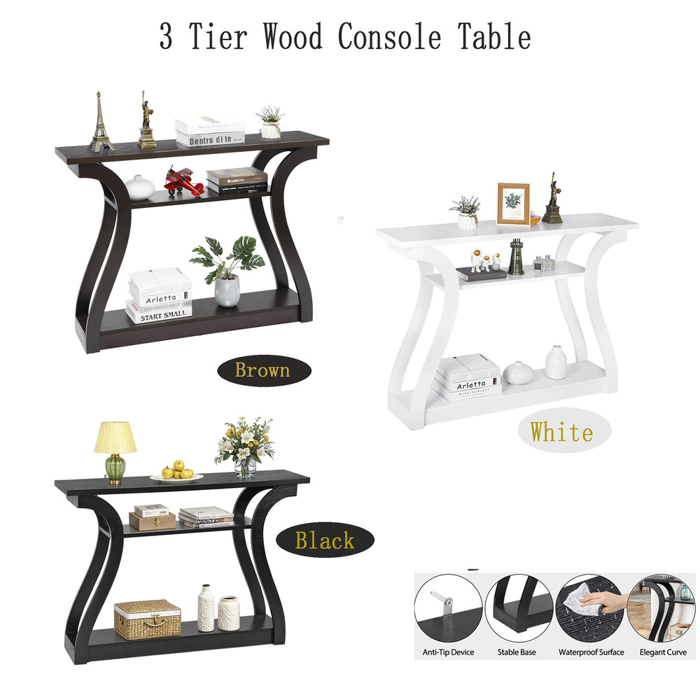 47" Accent Table Console Table Side Table Curved Legs Shelf Hallway 3 Colors