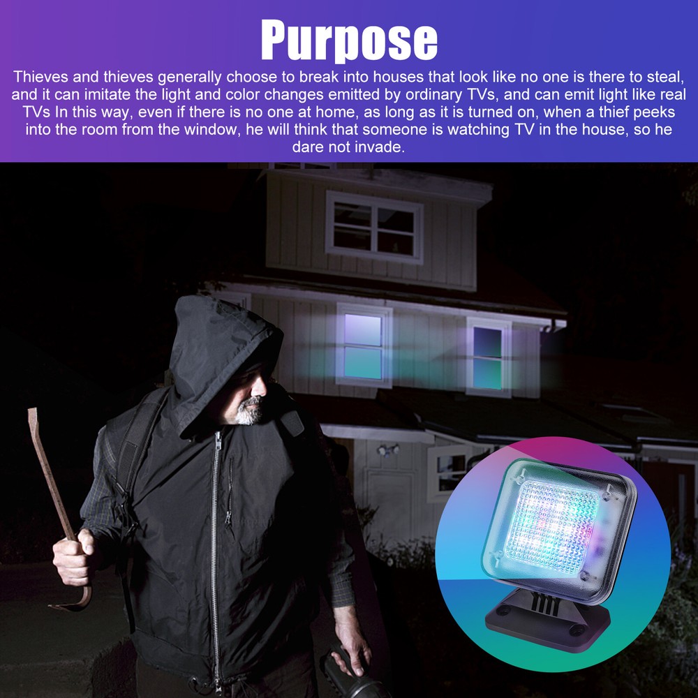 TV Simulator Extra Bright LED Light With Timer For Home Security Tool USB Charge