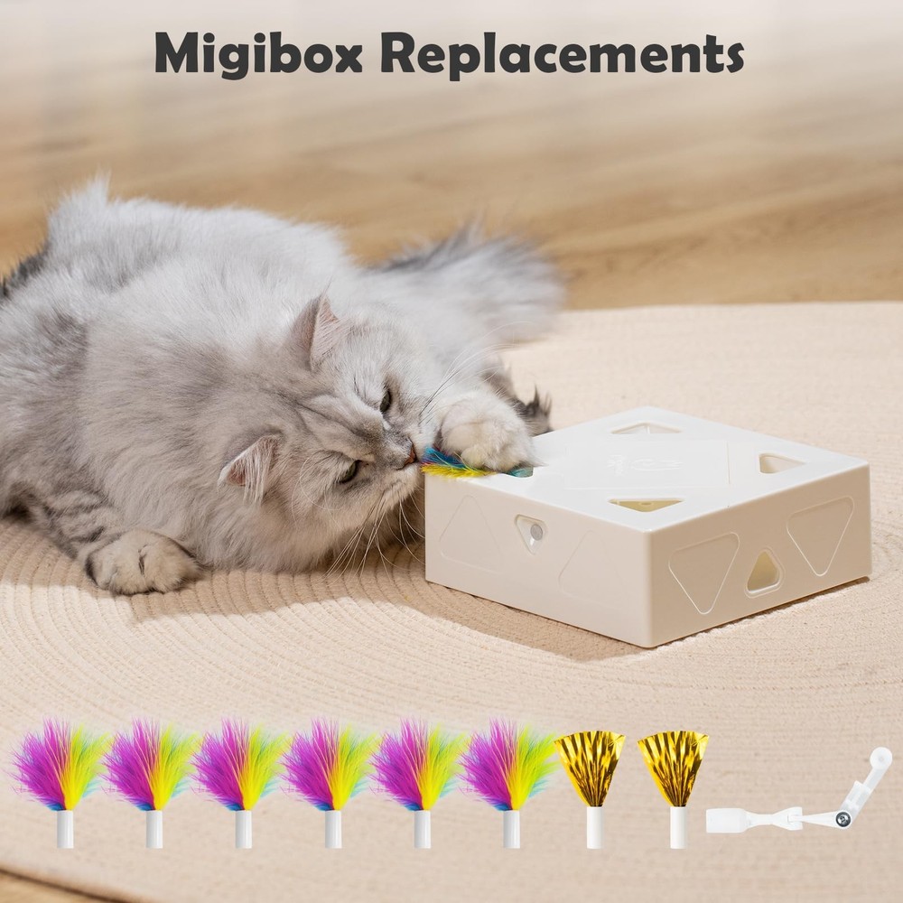 Migipaws Upgrade Rainbow Feather Replacement for Automatic Refill, Colorful