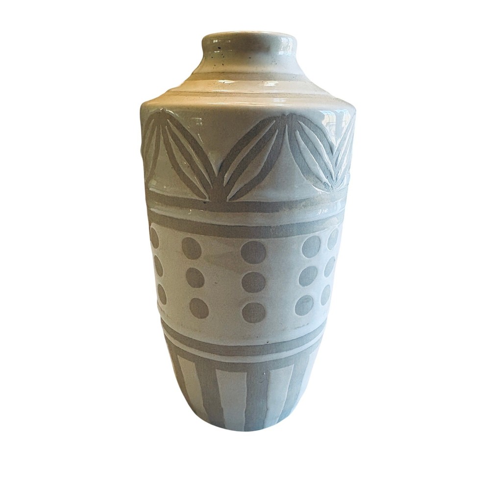 Found & Fable White Two-Tone Ceramic Vase, 7"