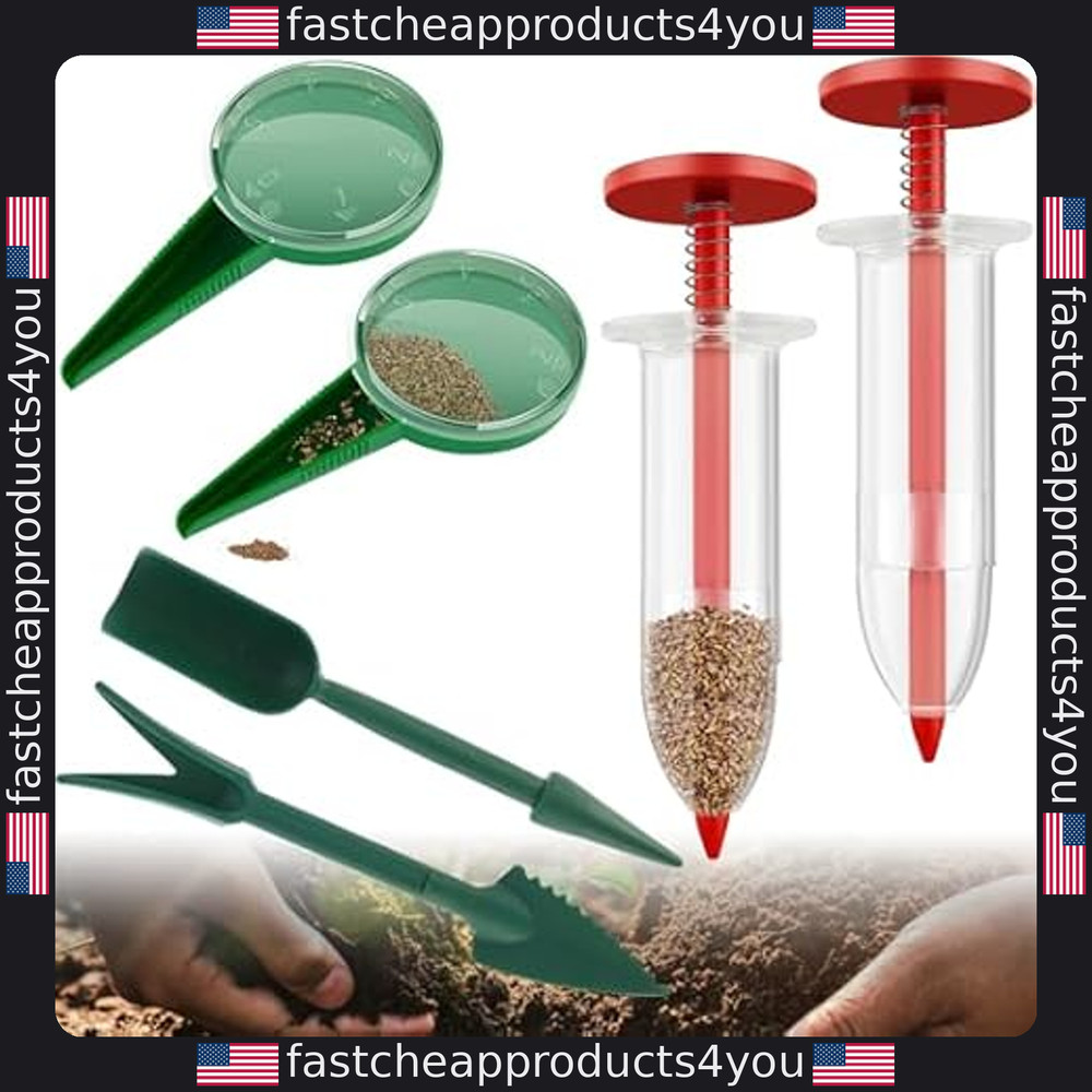 6 PCS Mini Seed Spreader Tool Set - Handheld Sower & Dibber for Tiny Seeds (Red)