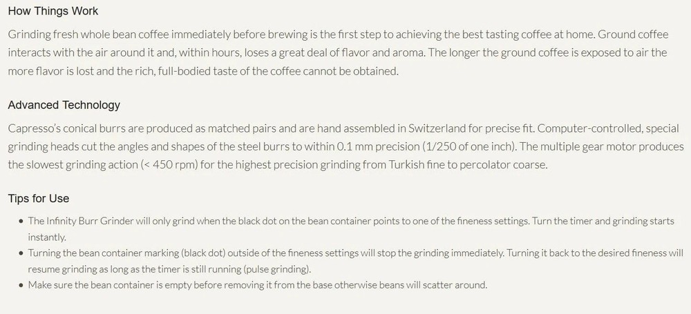 Versatile Brushed Silver Infinity Burr Grinder - Ideal for All Coffee Styles