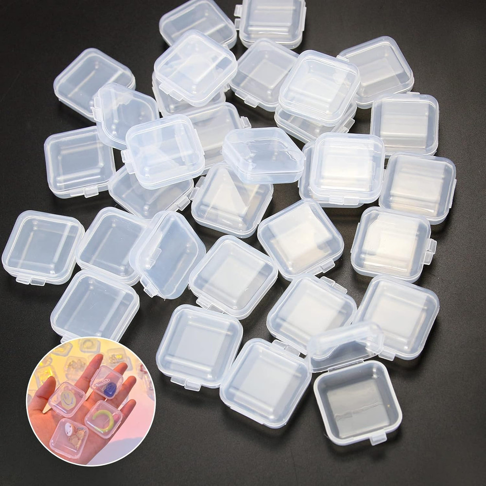 Cenbee 48 Pcs Clear Small Plastic Storage Containers Anti Oxidation Transparent