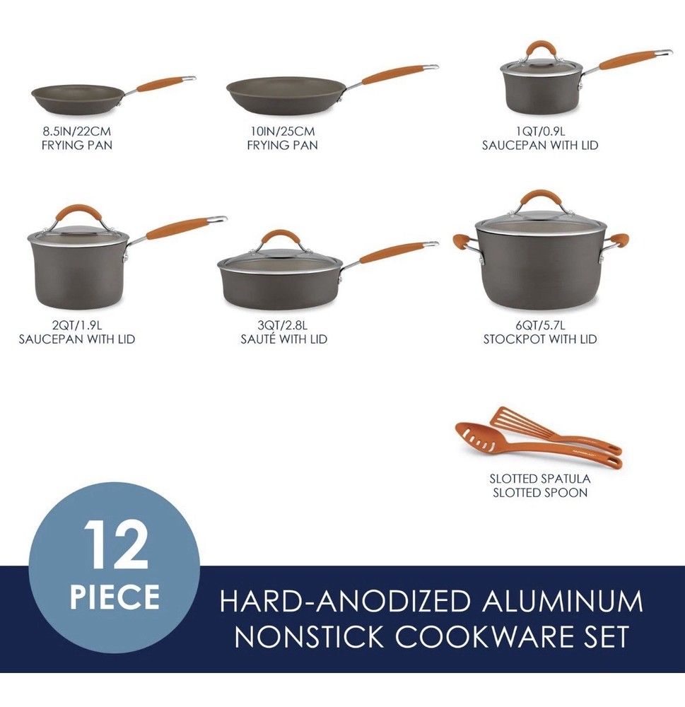 Rachael Ray Cucina Hard Anodized Nonstick Cookware 12 pc Set
