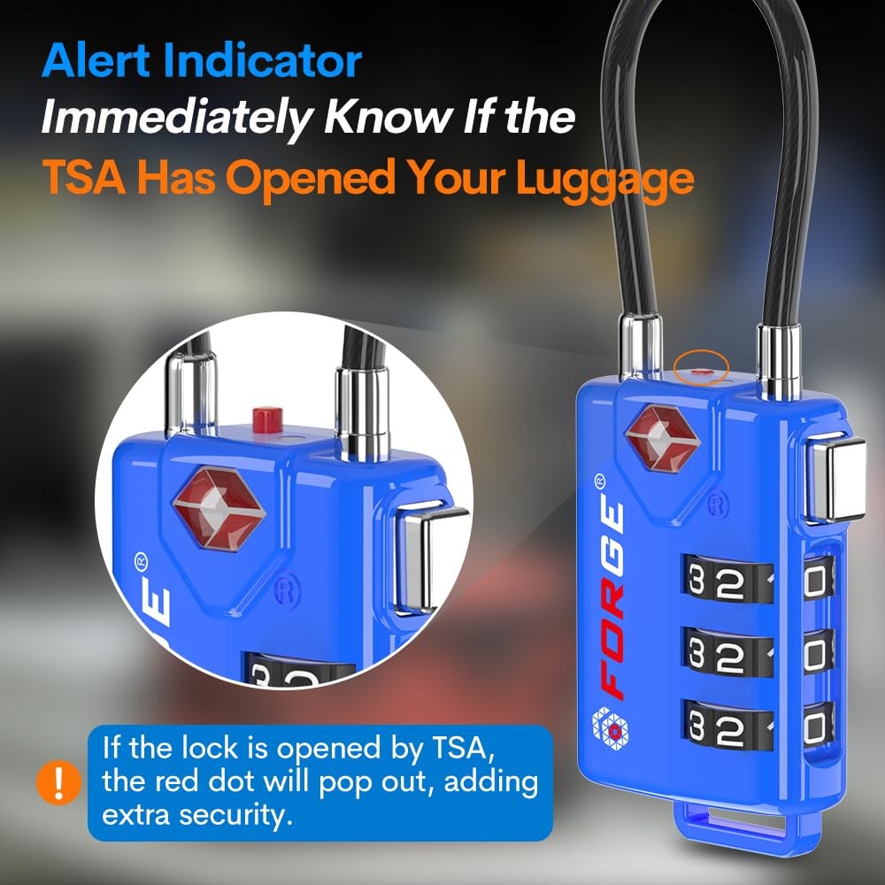 Bright Colors, TSA Approved Luggage Locks 4 Pack, Resettable Combination with...