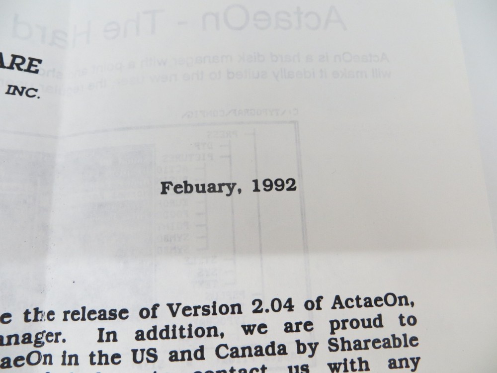 5.25" Floppy Disk ACTAEON V 2.04 Jon Clempner vintage computer program disc