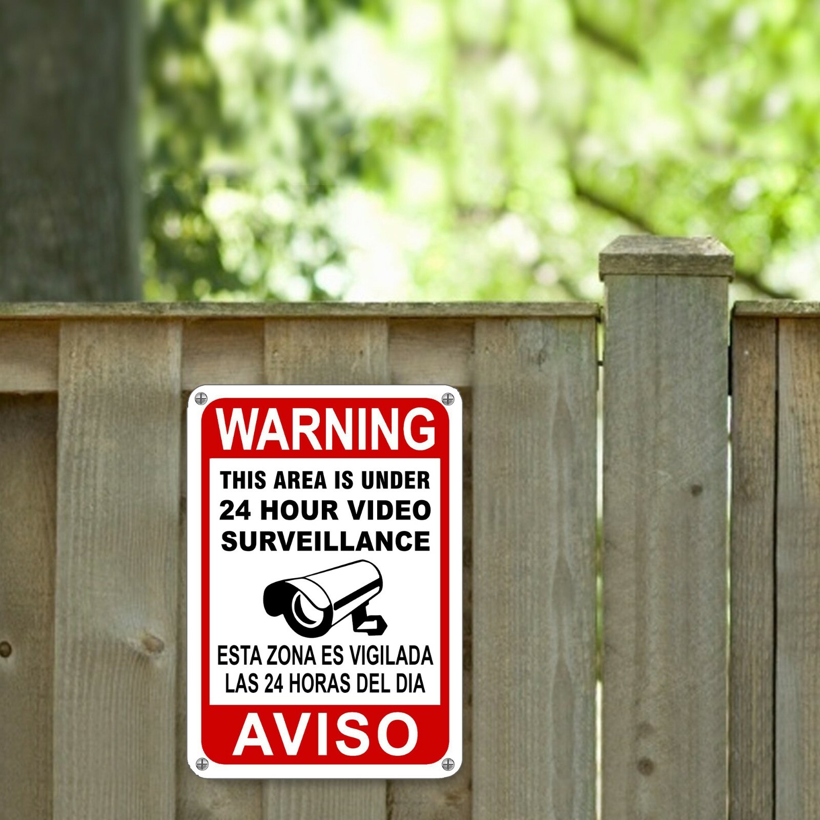 CCTV Warning Home Security Video Surveillance Camera Sign English/Spanish AVISO