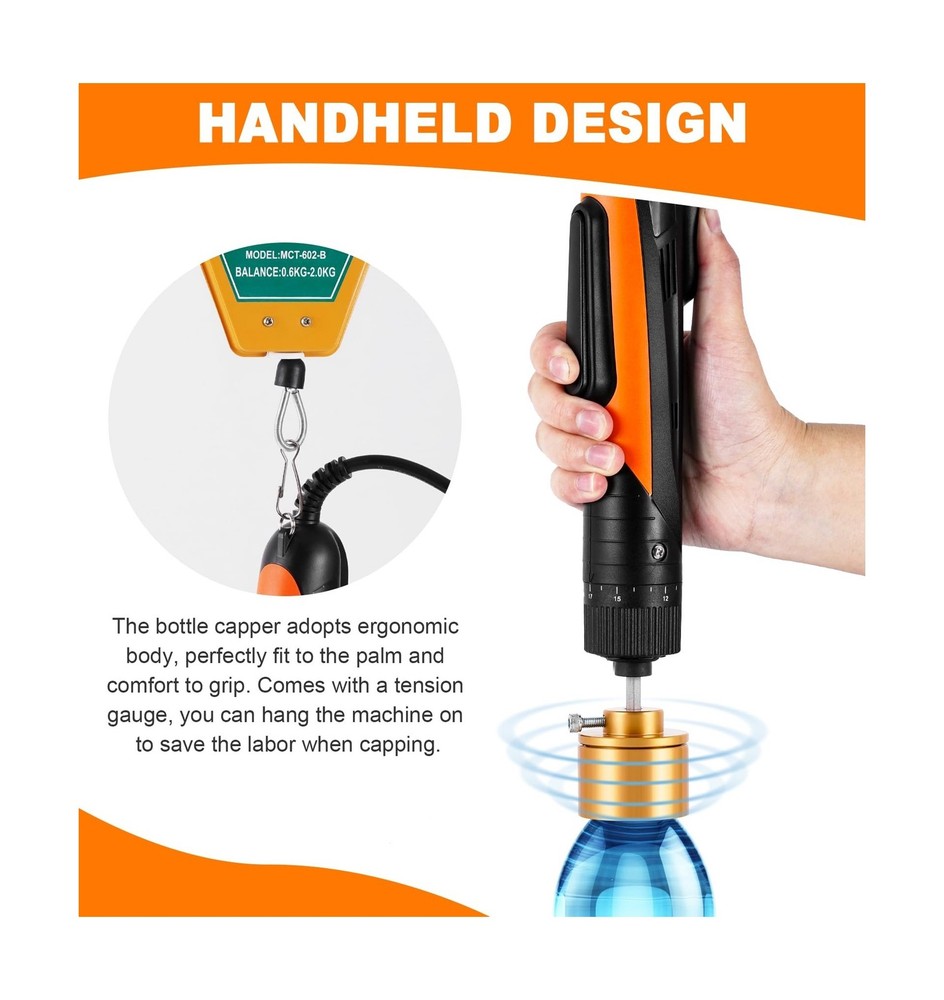 Electric Bottle Capping Machine Adjustable Plastic Bottle Capper 70kg/f Handh...