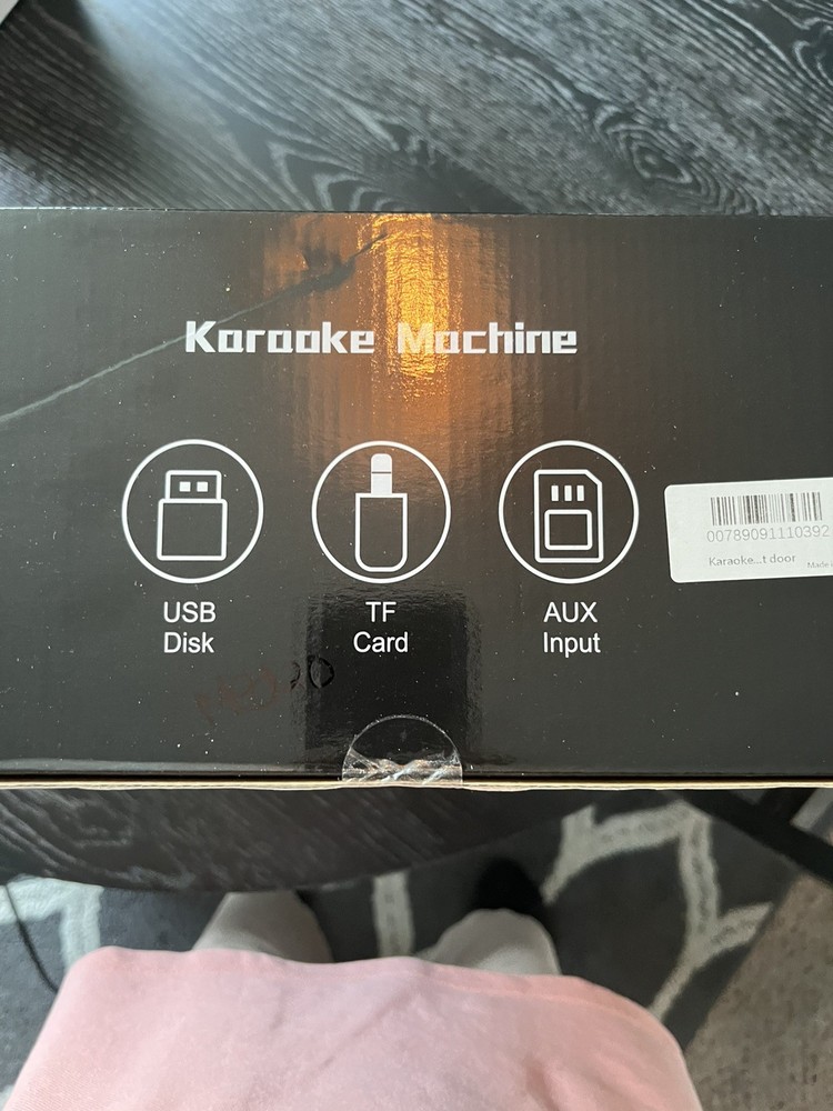 Karaoke Machine with 2 Wireless Microphones, Portable Bluetooth W/ Strobe Lights