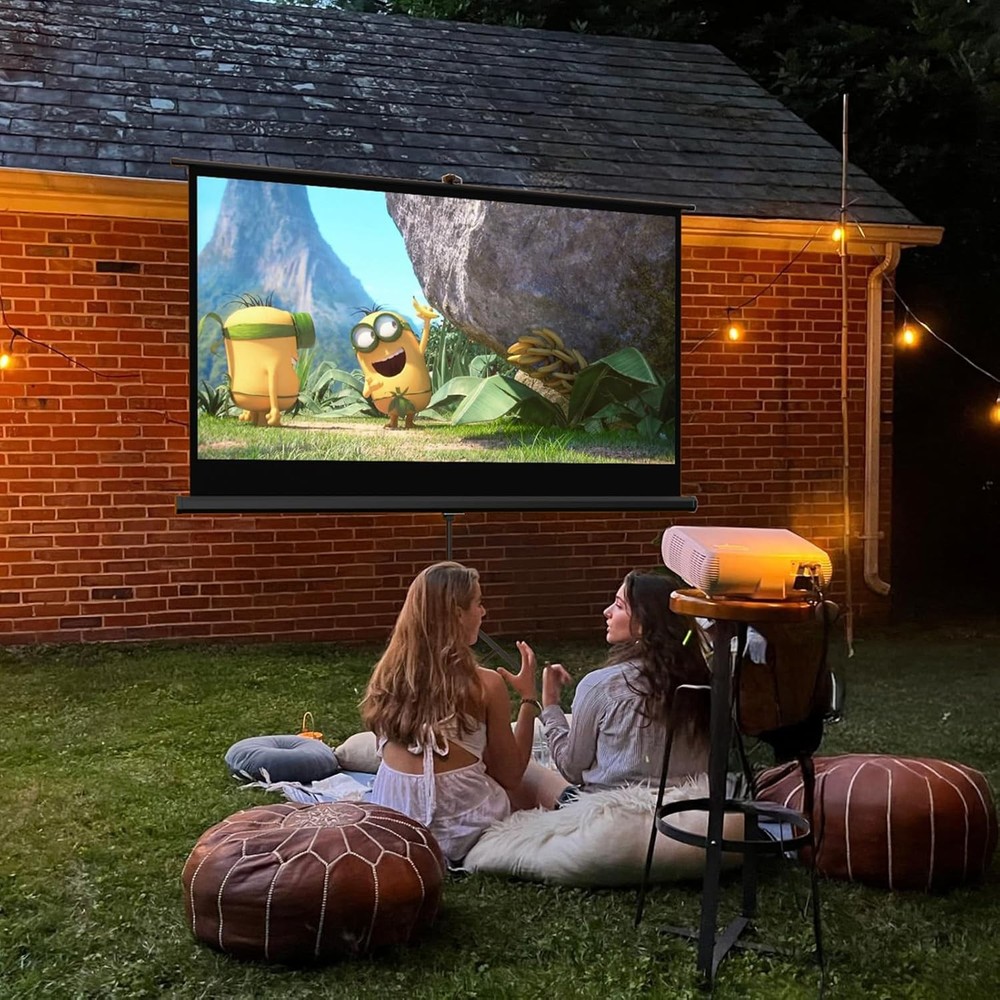 Outdoor Projector Screen with Stand Tripod, Indoor Pull Up Portable...