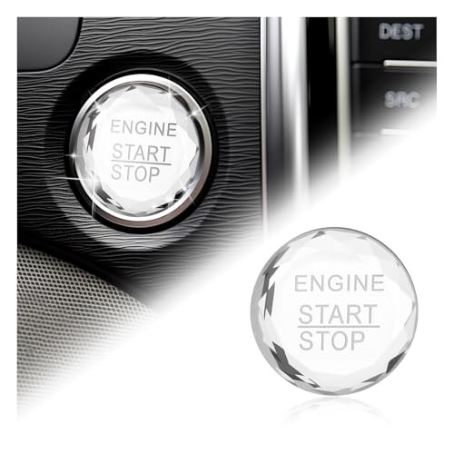 Rhinestone Car Push Start Button Cover,Bling Auto Push to Start Engine Silver