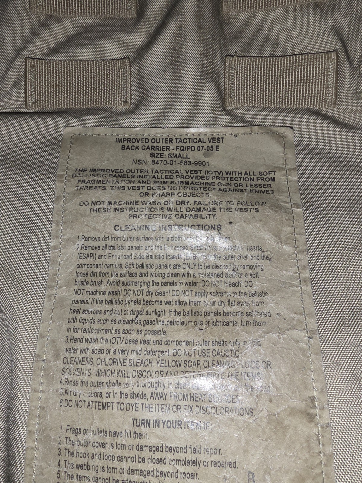 Army OCP Multicam Body Armor Plate Carrier with Kevlar Inserts Size Small