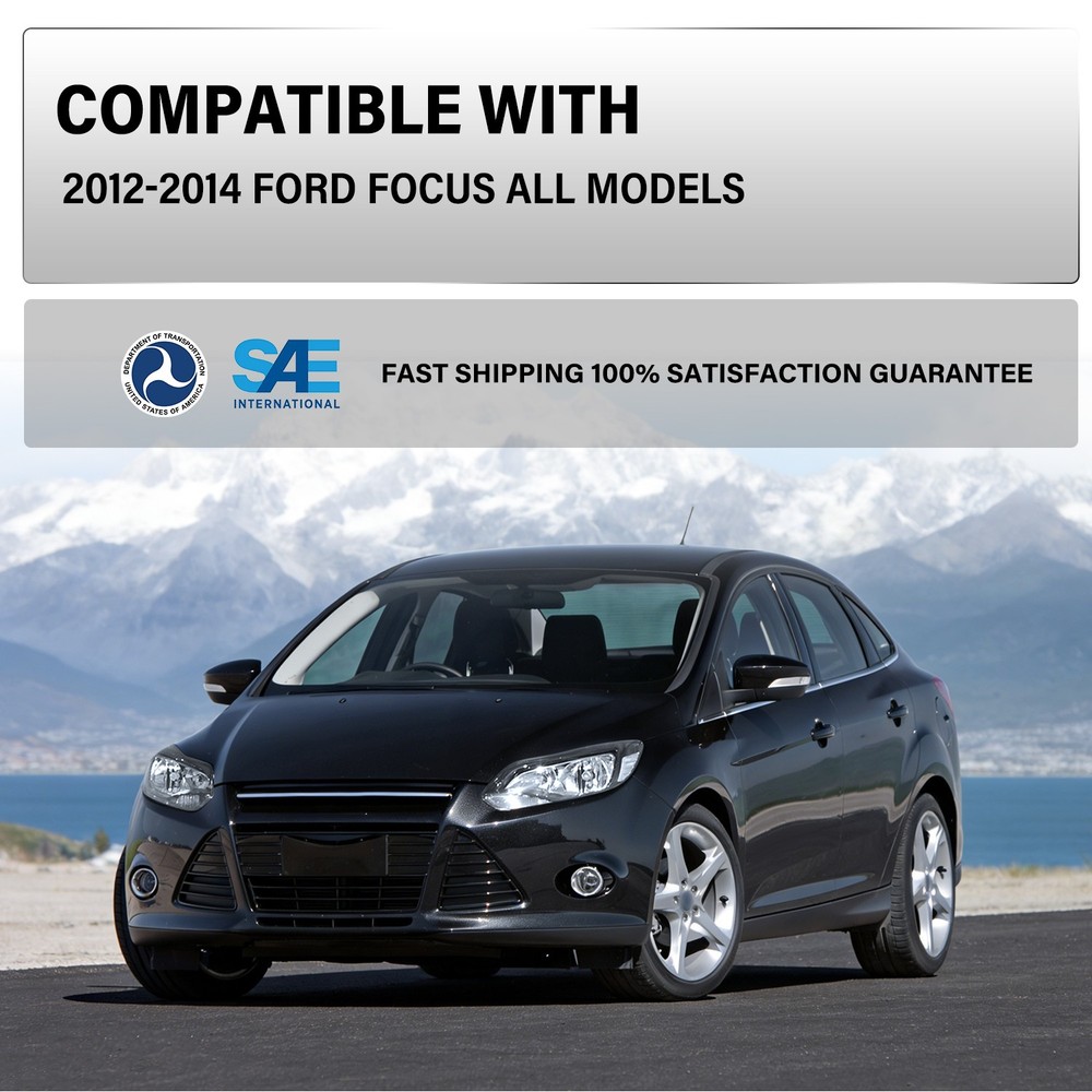 Halogen Headlights For 2012-2014 Ford Focus with Bulbs Black Left +Right Pair