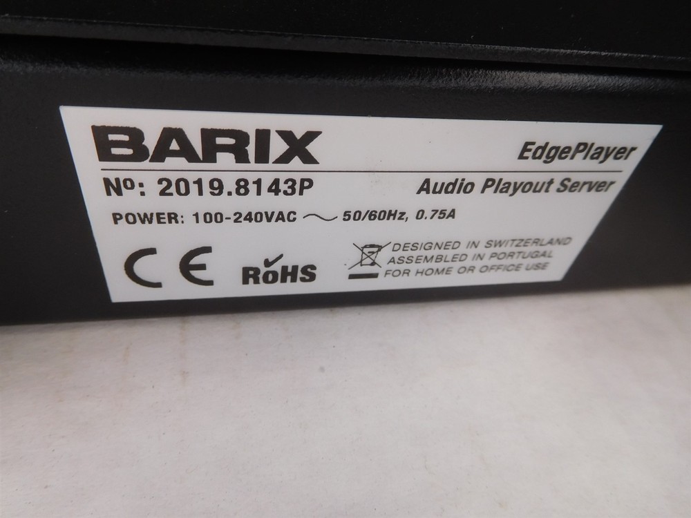 BARIX EdgePlayer Rackmount Audio Playout Server 2019.8143P (S18-0)