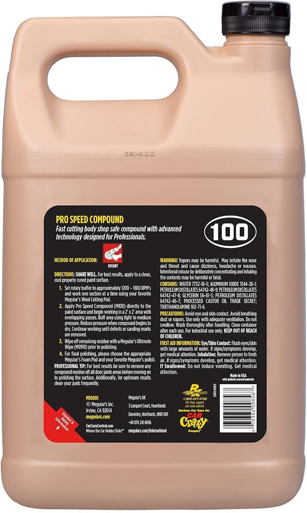 Meguiar's M10001 Mirror Glaze Pro Speed Compound, A Designed 1 Gallon