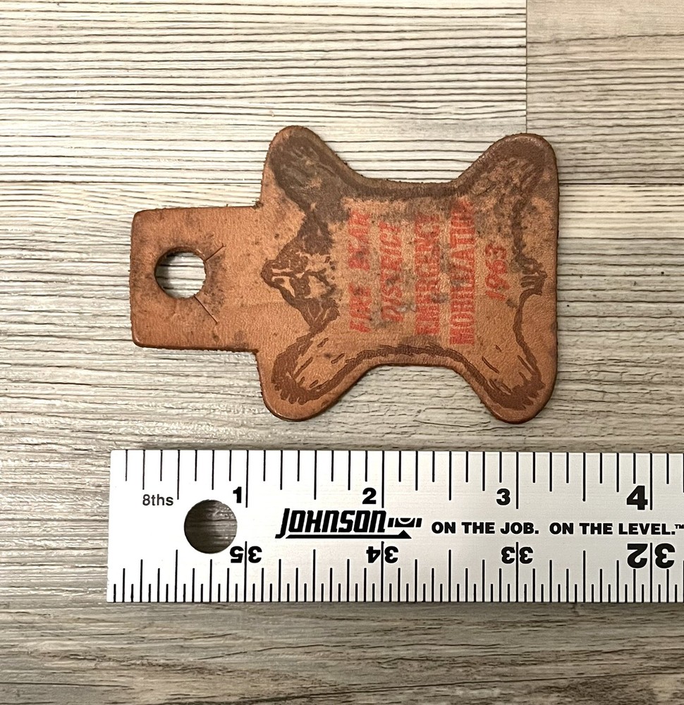 Vintage Fire Bear District Emergency Mobilization 1963 Leather Keychain
