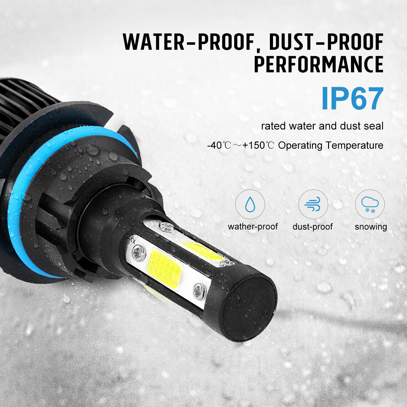 4 Sides HB1 9004 LED Headlight Bulbs Dual Beam 3600000LM 6000K Super Bright Kit