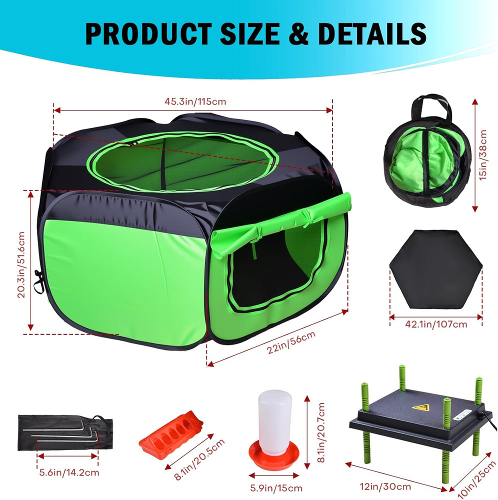 Chicken Brooder Box Starter Kit with Heating Plate, Feeder, and Waterer