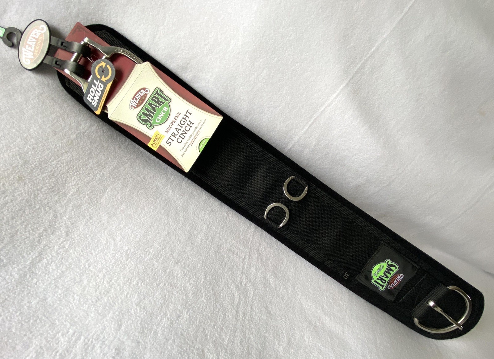 NEW 30" WEAVER Black Neoprene Smart CINCH With ROLL SNUG Buckle~Removable Back