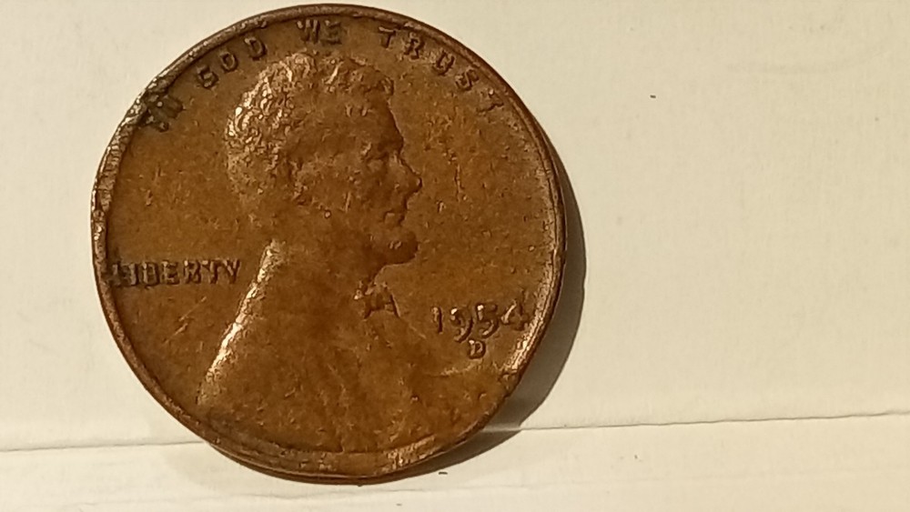 1954 D Lincoln Wheat Cent Error Coin Double Struck