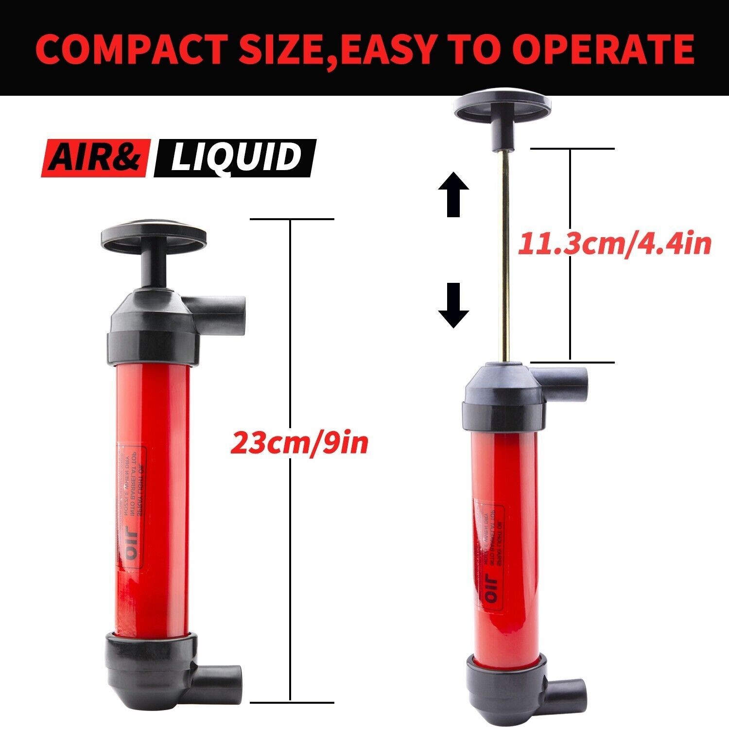 Liquid Transfer, Siphon Hand Pump for Gas, Oil, Air, and Other Fluids