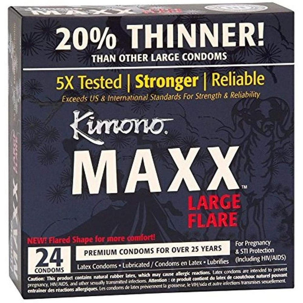 Kimono Maxx Flared Large Size Condoms | 24-Pack