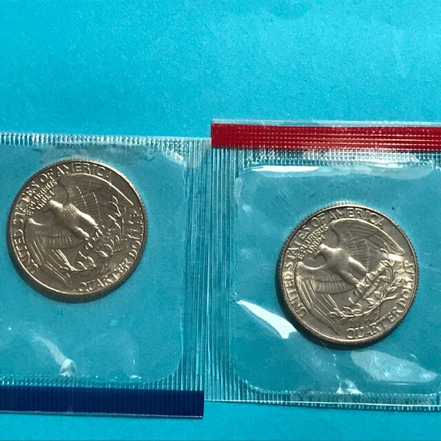1987 P&D Washington Quarters Unc Mint Cello FREE SHIP
