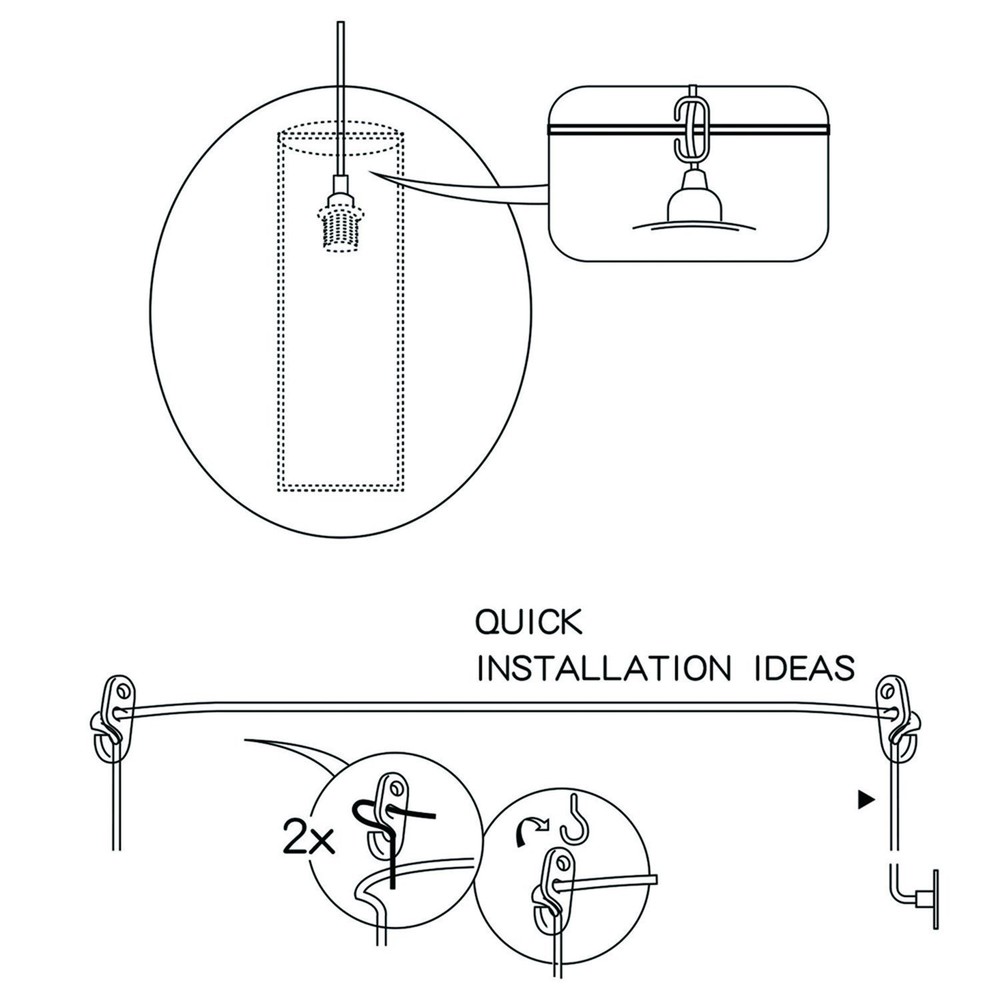 12ft Hanging Light Socket Extension Cord For E26/E27 Pedant Lantern Lights