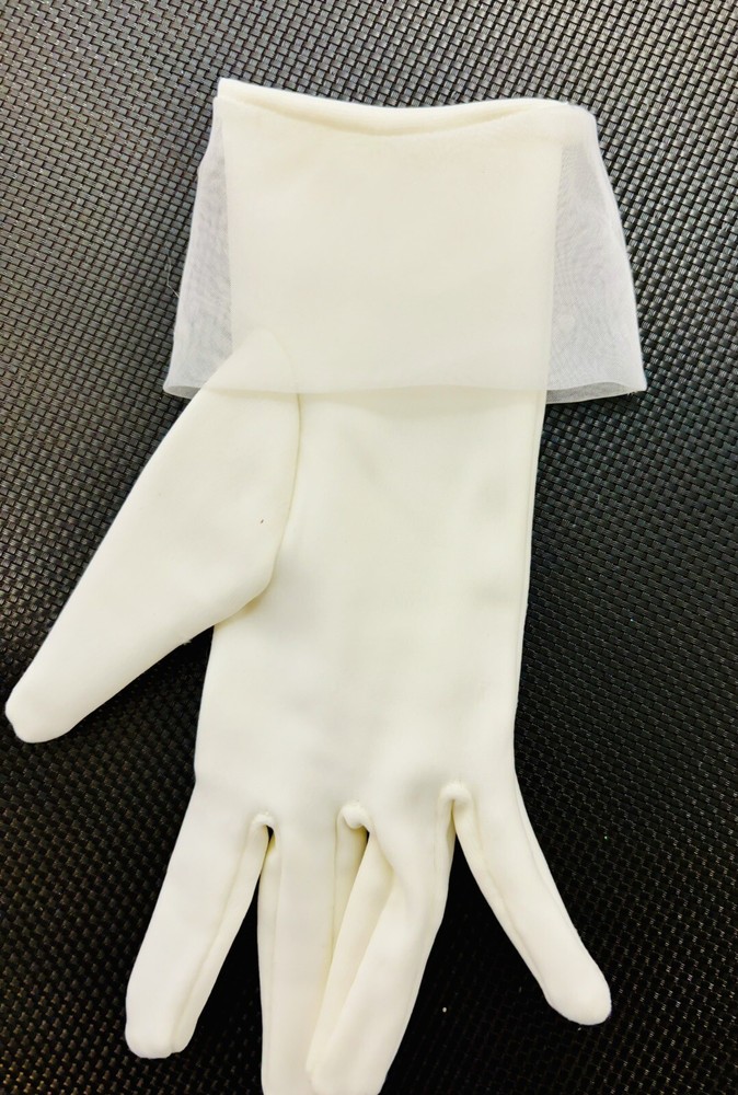 Girls Gloves Diamond White Rhinestone Detail First Communion