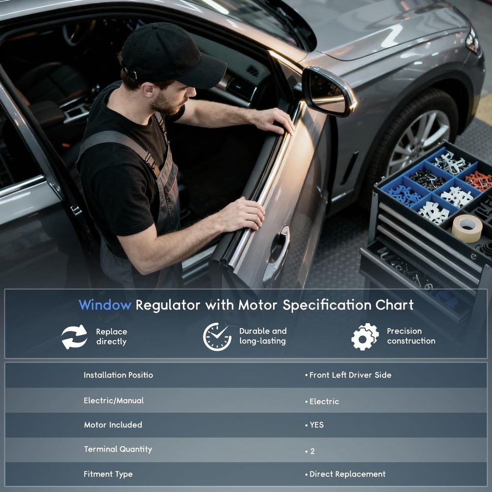 OTO-K Front Left Driver Side Power Window Regulator with Motor Assembly Compa...