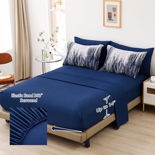 Ombre Blue Comforter Set Size Gradient Boho Bedding Set King Navy Blue White