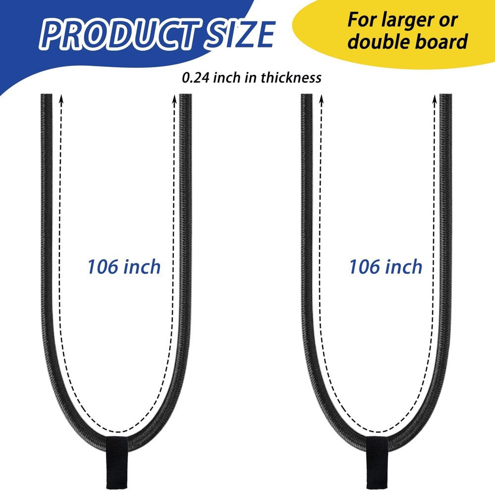 2 Pcs Replacement Wakeboard Tower Rack Bungee Cord Strap with Pull Tab, Wakeb...