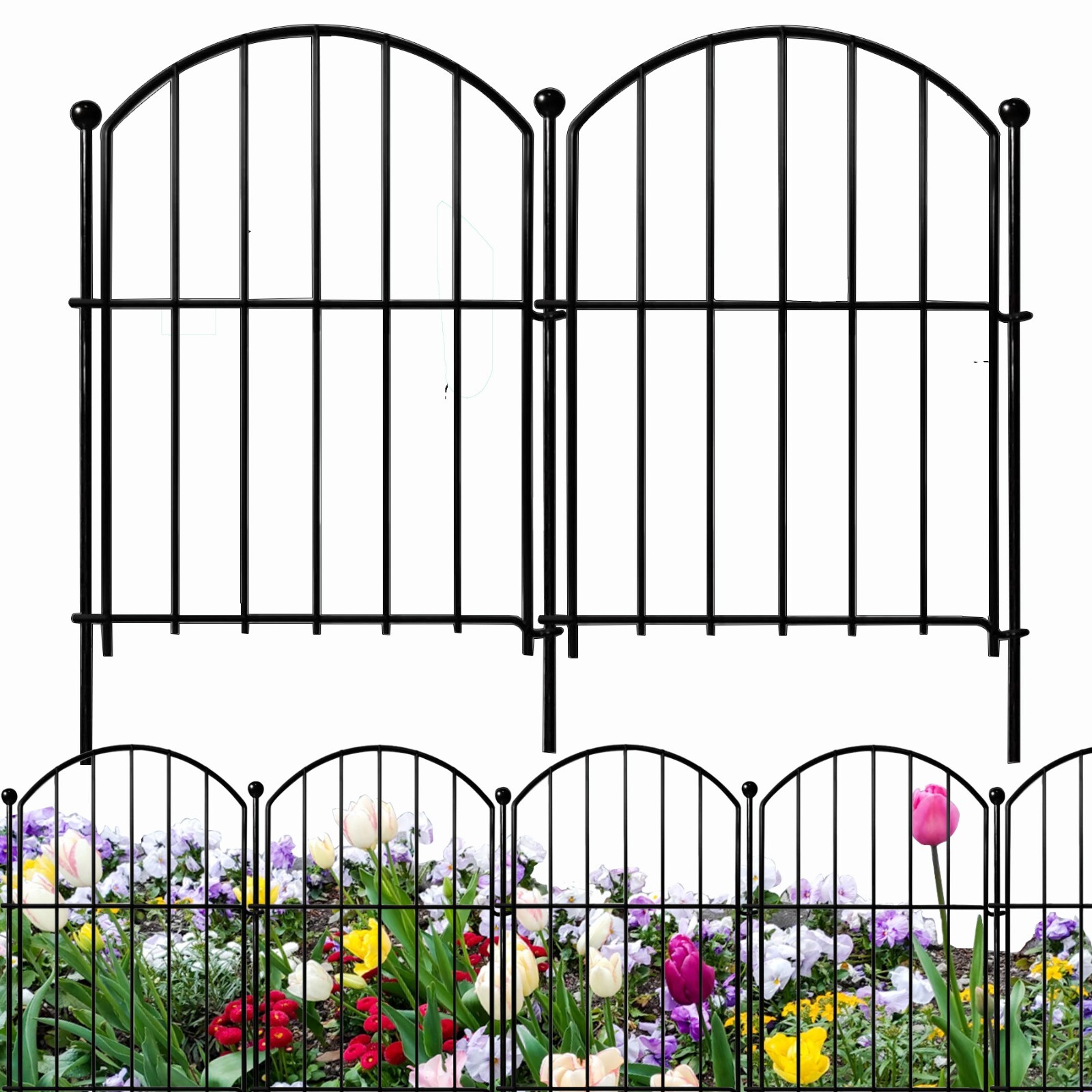 20 Pack Decorative Garden Fence 21in x21.6ft Rustproof Metal No Dig Fence Animal