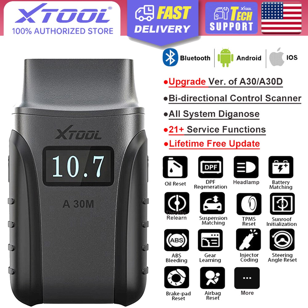 XTOOL BT Scanner A30M BiDirectional Auto Full Diagnostic Engine Scan Code Reader