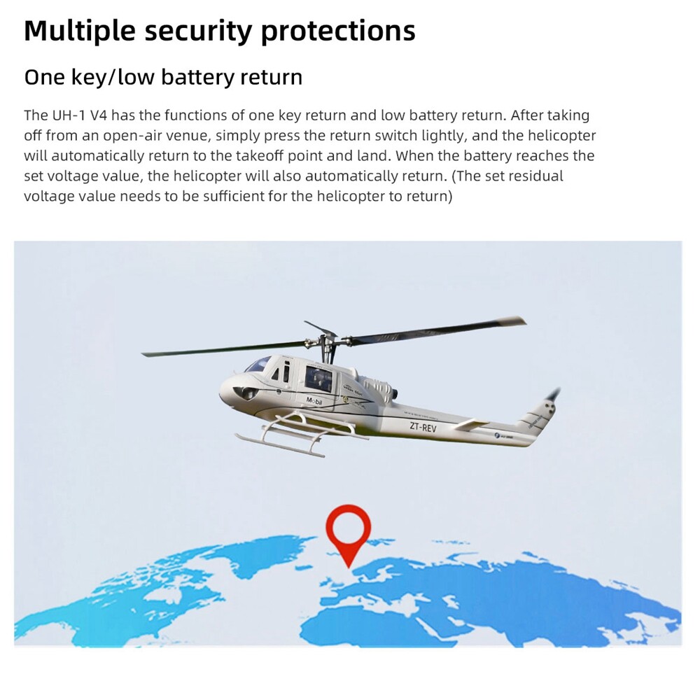 Fly Wing UH1 V4 10CH M10 GPS 3D Auto Return Hovering RC RTF Helicopter US Plug
