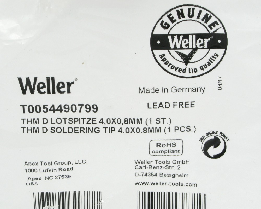 Weller THM D Chisel Soldering Tip