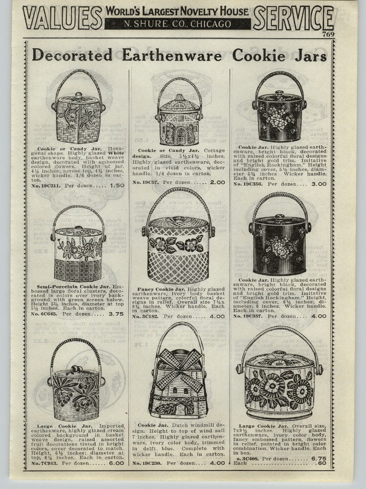 1937 PAPER AD Porcelain Kitchen Cookie Candy Jar Pottery Earthenware Windmill ++