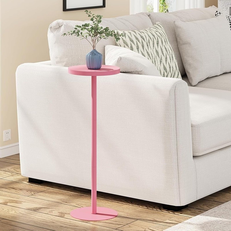 Round Side Table Sturdy Sofa Table Easy Assembly Small Space Accent Table New