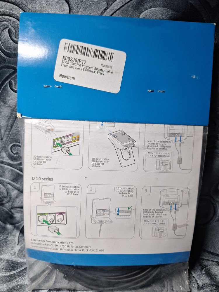 EPOS CEHS-PO 01 Polycom Adapter Cable for Electronic Hook Switch, New In Bag