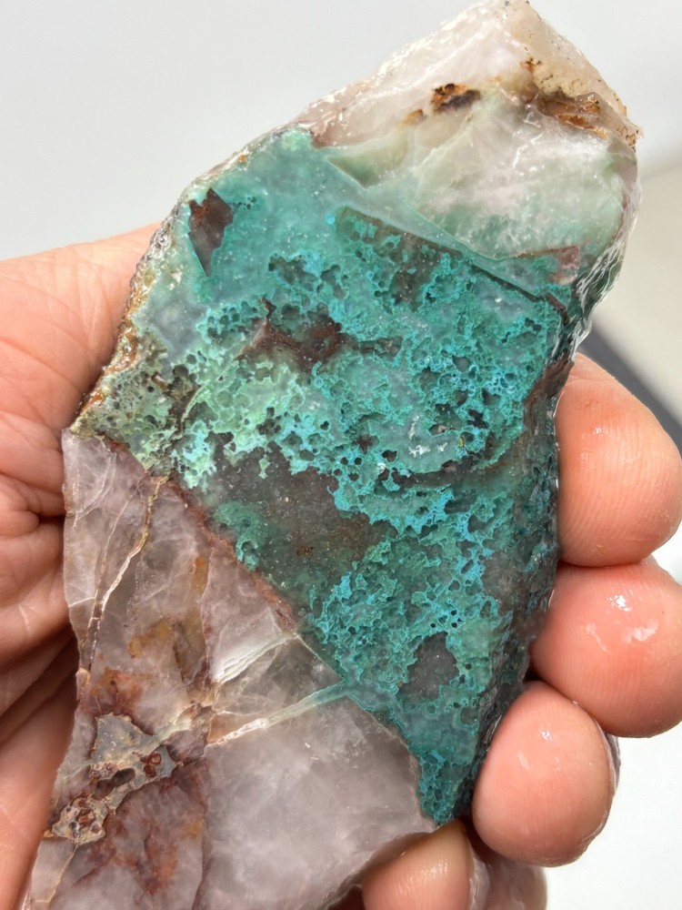 Spiderweb Chrysocolla in Quartz Slab Cabbing Lapidary Combo Ship Avail