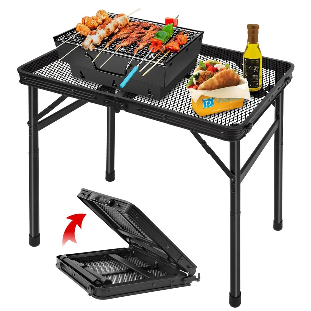 Lightweight Folding Grill Table - Portable Camping & Picnic Table, Height Adjust