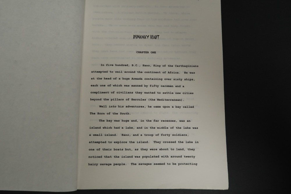 Runaway Heart Outline Original Book Script Stephen J. Cannell Studios Collection
