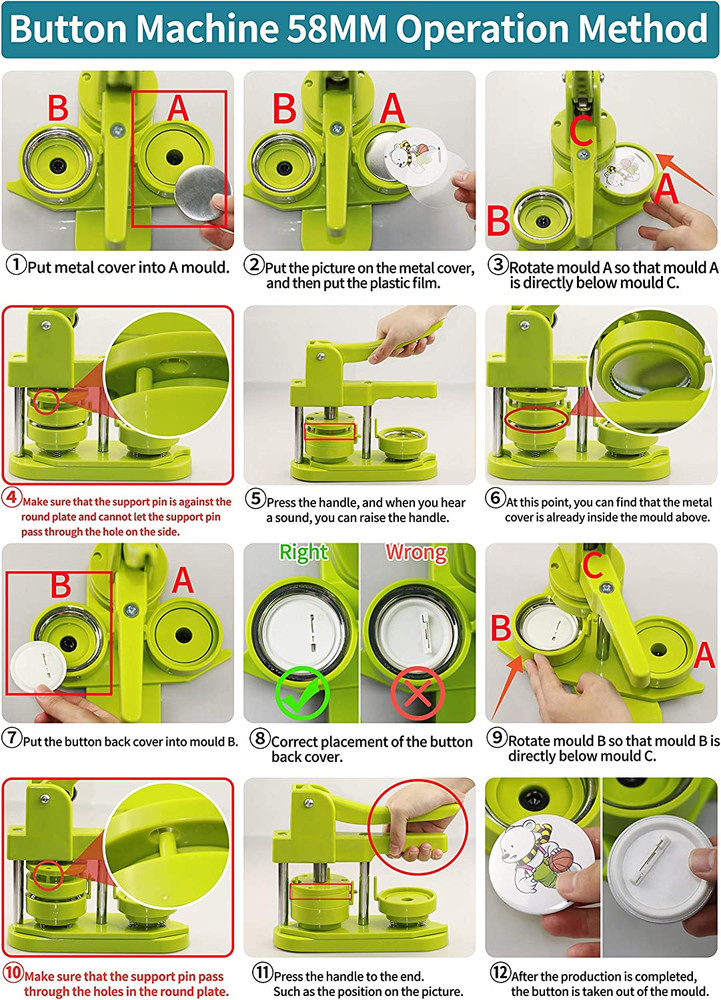 Button Maker Machine 58Mm - (3Rd Gen) Installation-Free 58Mm(2.25In) DIY Pin