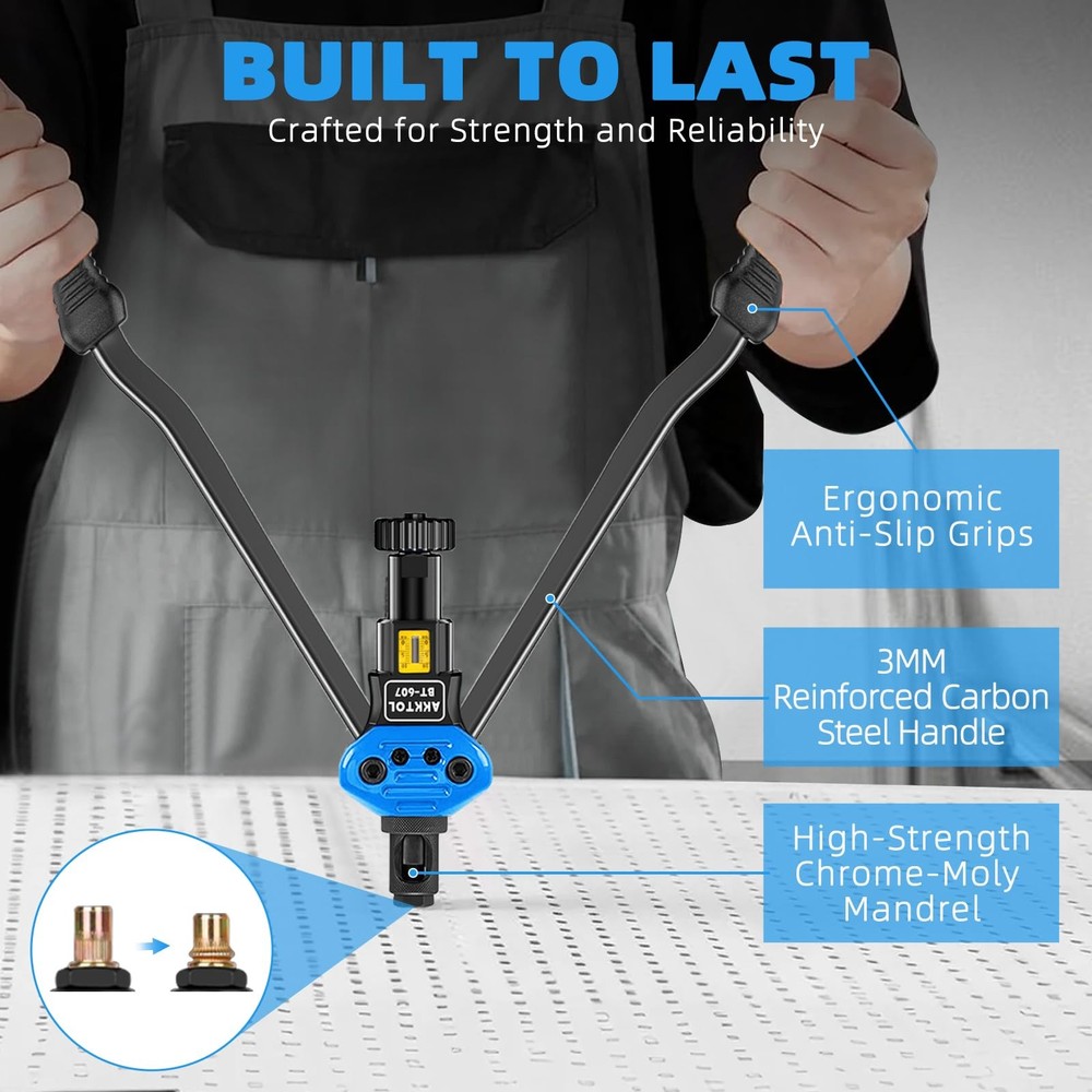 AKKTOL Rivet Nut Tool kit, 16" Rivnut Kit Kit, blue