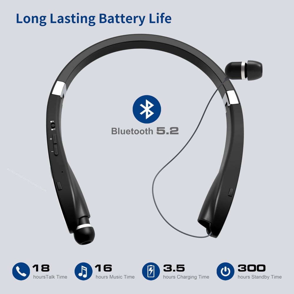 Bluetooth Neckband Headphones, Dpvisn Foldable Wireless Lightweight Neck Head...