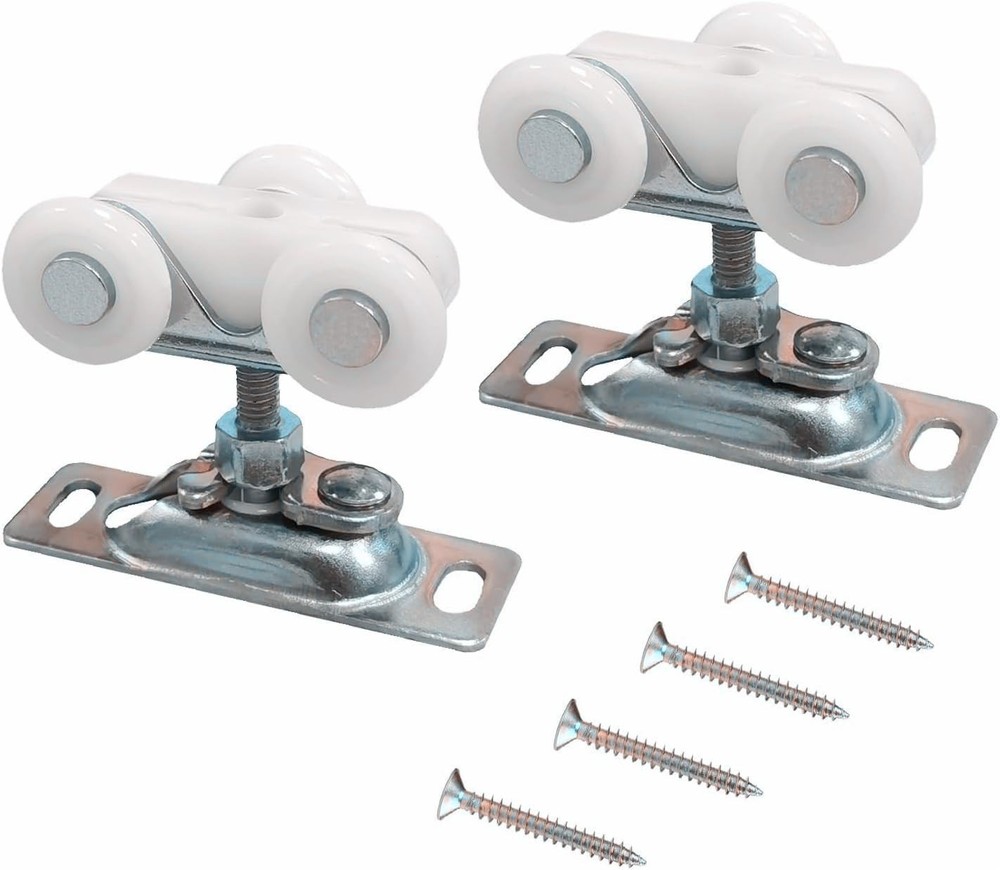 2 Pack 3/4 Inch Sliding Pocket Door Rollers Assembly Nylon Wheels Silver