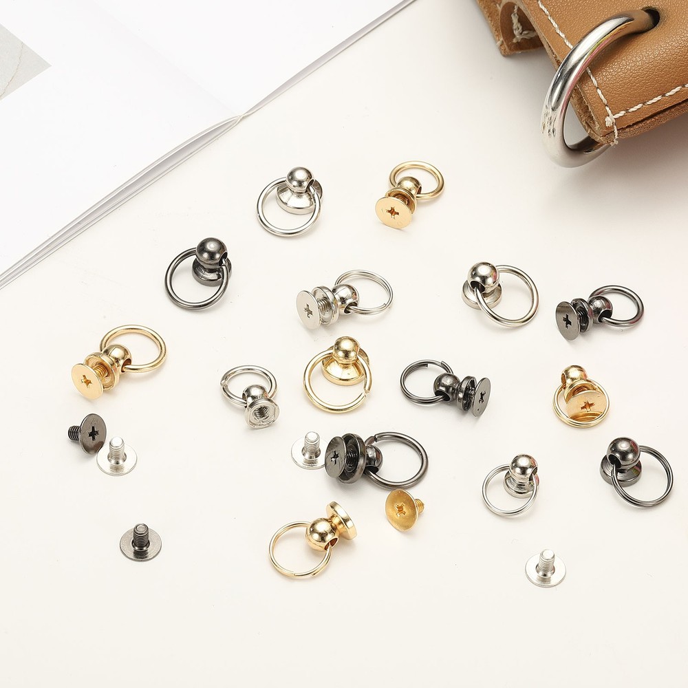 60 Pcs 0.31" Screwback Round Head Rivet with Single Ring , Multiple Colors